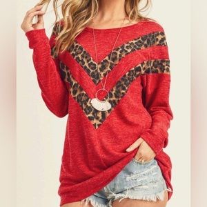 New Red Leopard Chevron Sweater